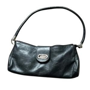 Vintage Vera Pelle Leather Black fold over clasp Shoulder Bag
